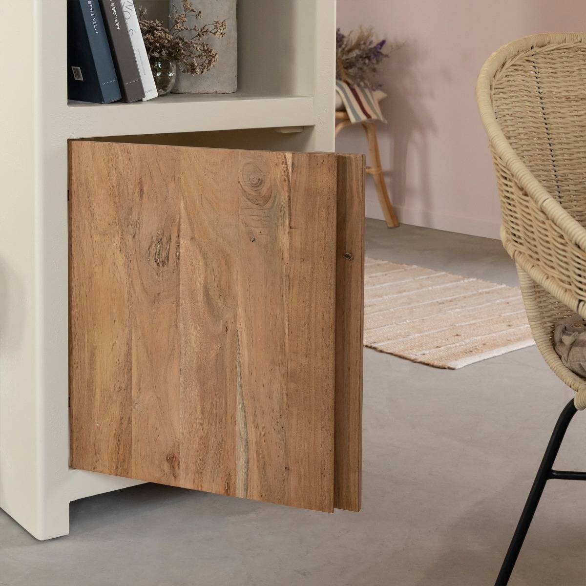 Armoire en MDF effet béton et bois d'acacia Dalva 