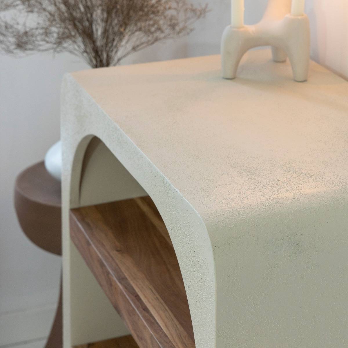 Petit buffet en MDF effet béton et bois d'acacia Dalva