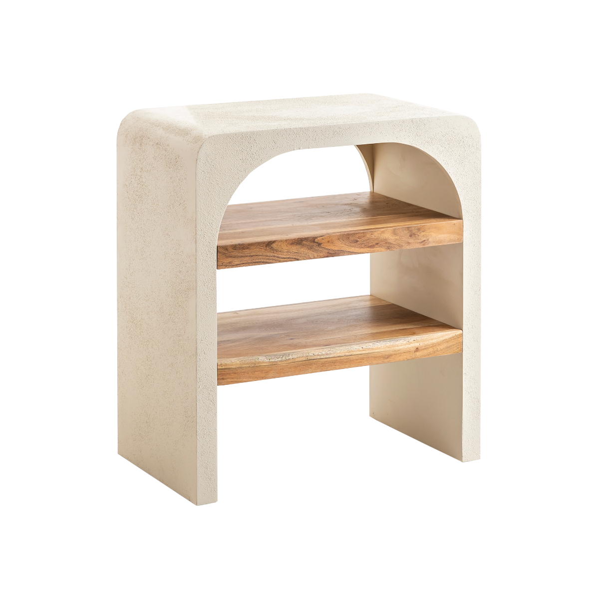 Petit meuble sous vasque en MDF effet béton et bois d'acacia Dalva