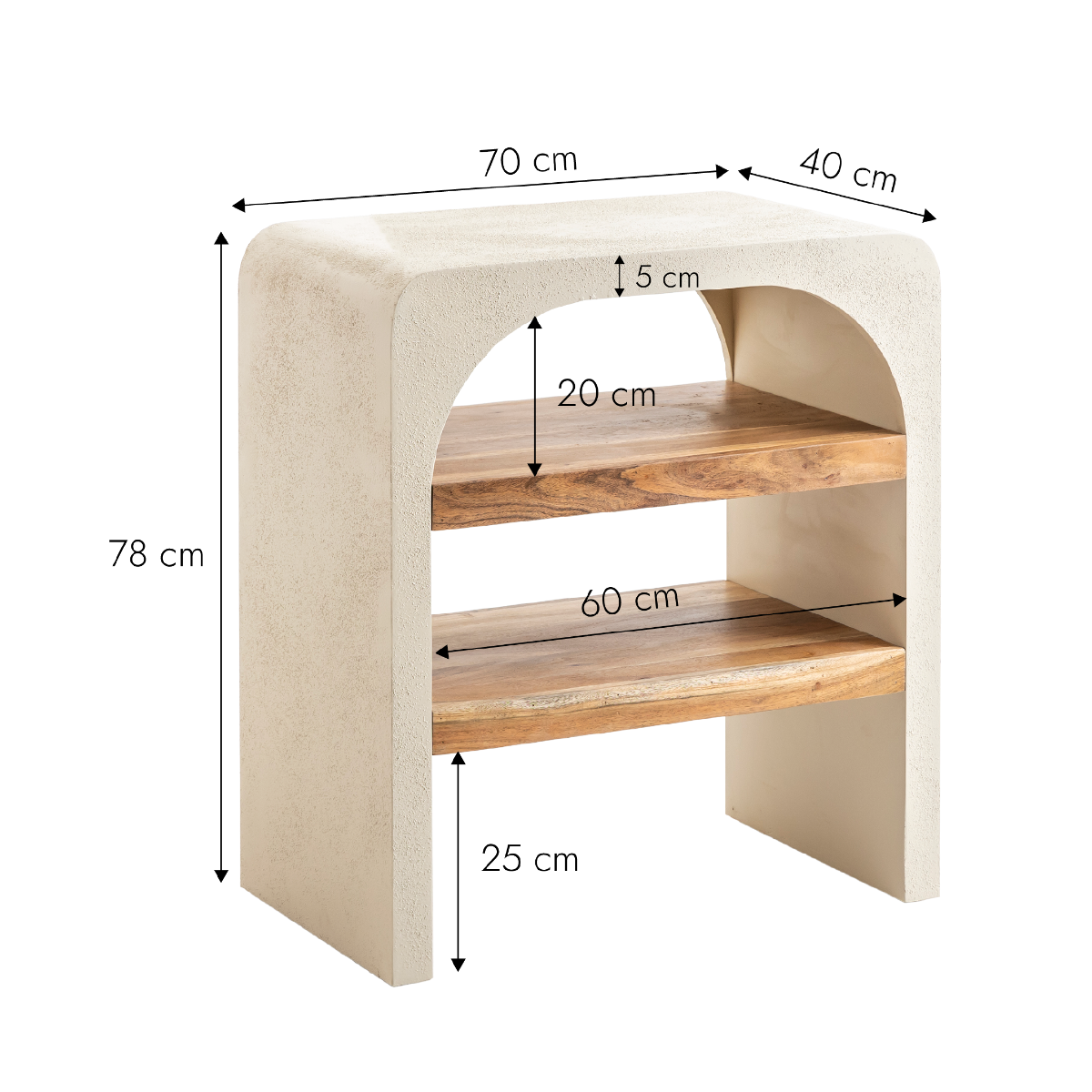 Petite console en MDF effet béton et bois d'acacia Dalva