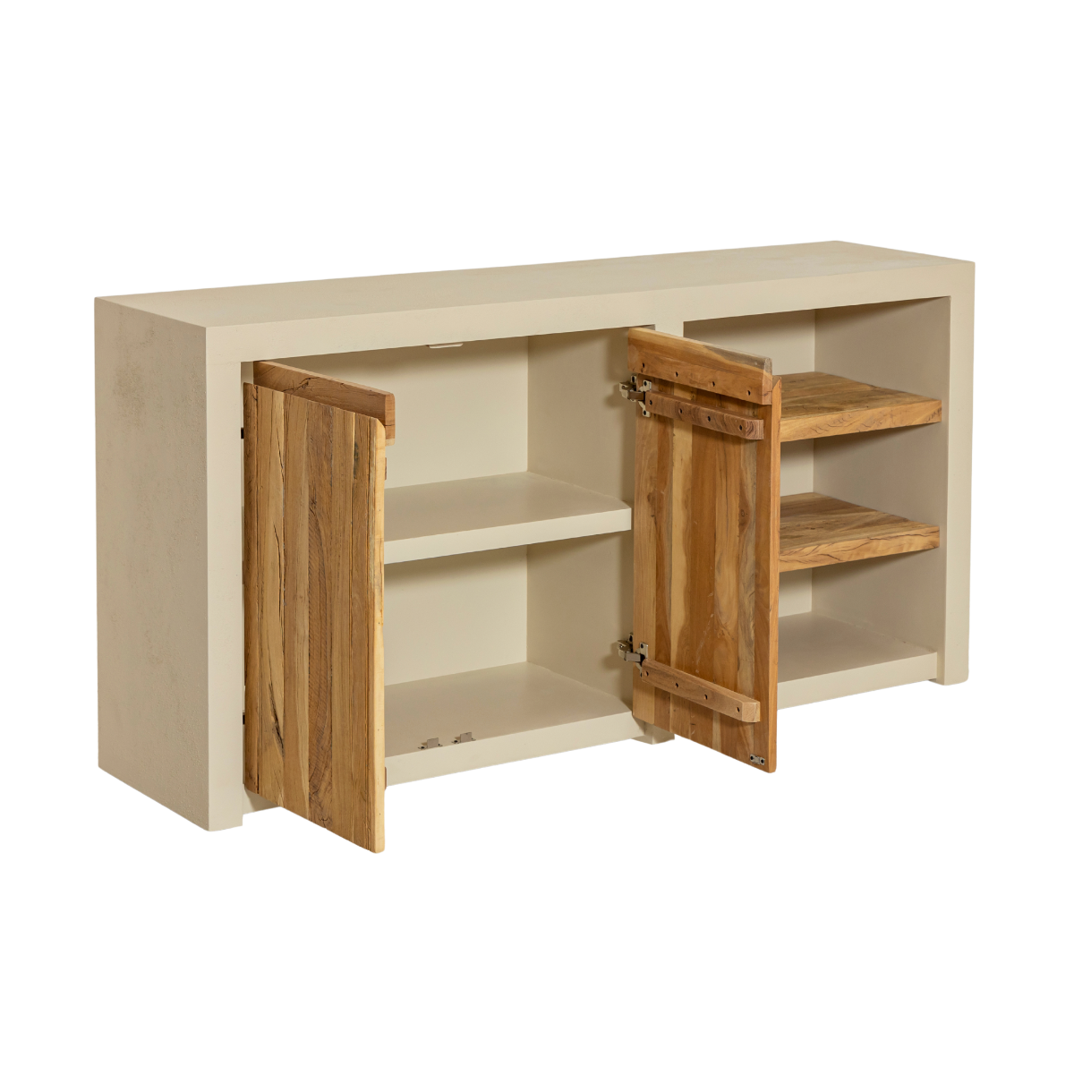 Buffet 2 portes et étagères en bois d'ingénierie et bois recyclé Dalva
