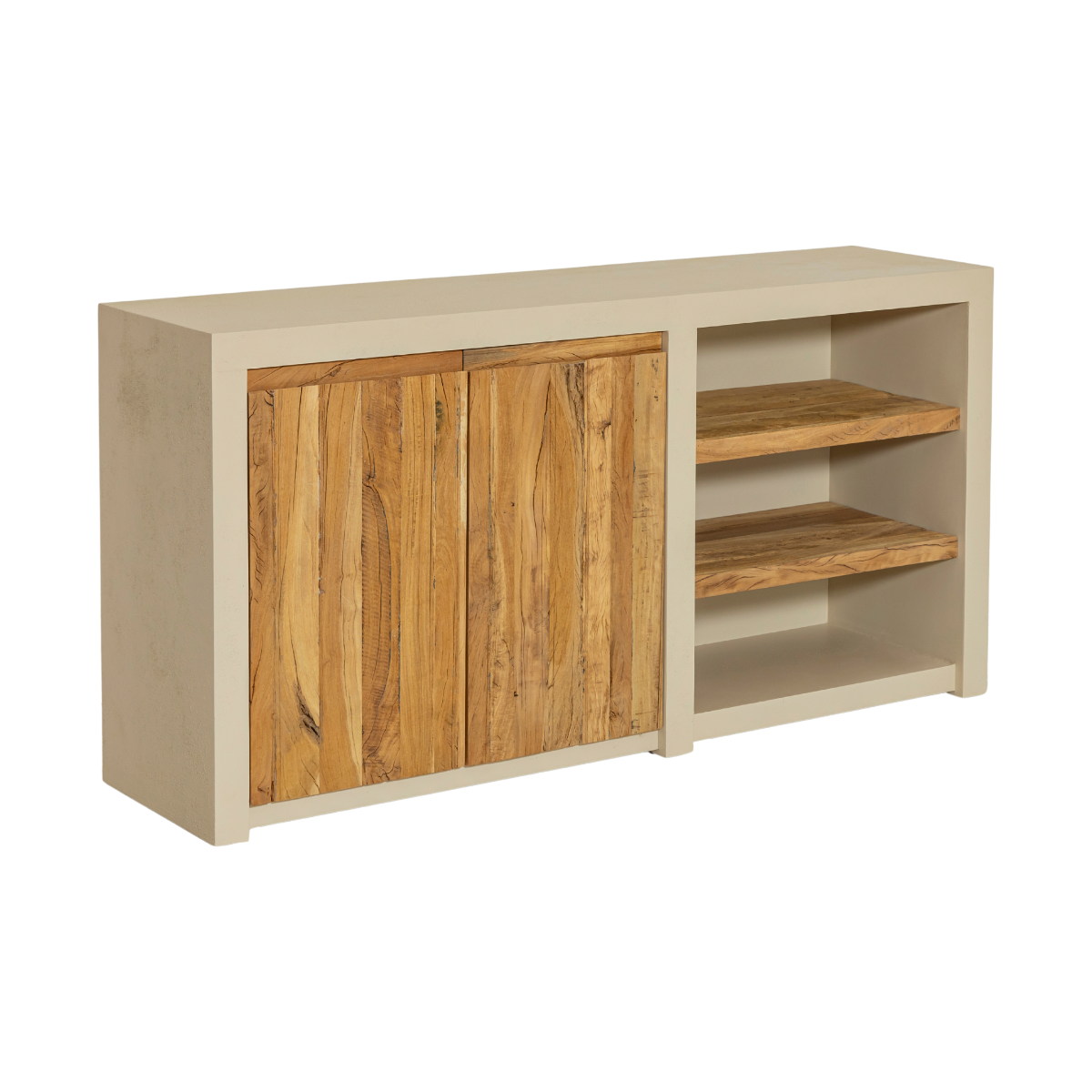 Buffet 2 portes et étagères en bois d'ingénierie et bois recyclé Dalva