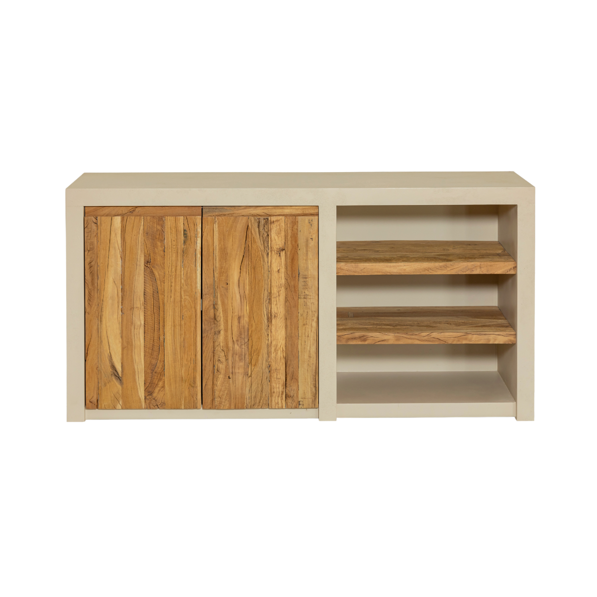 Meuble sous vasque effet béton en bois recyclé Dalva