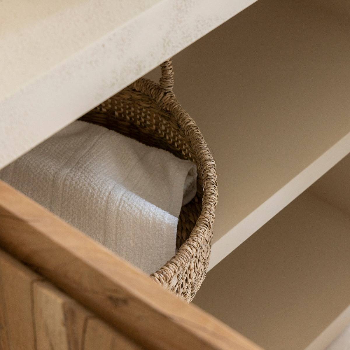 Meuble sous vasque effet béton en bois recyclé Dalva