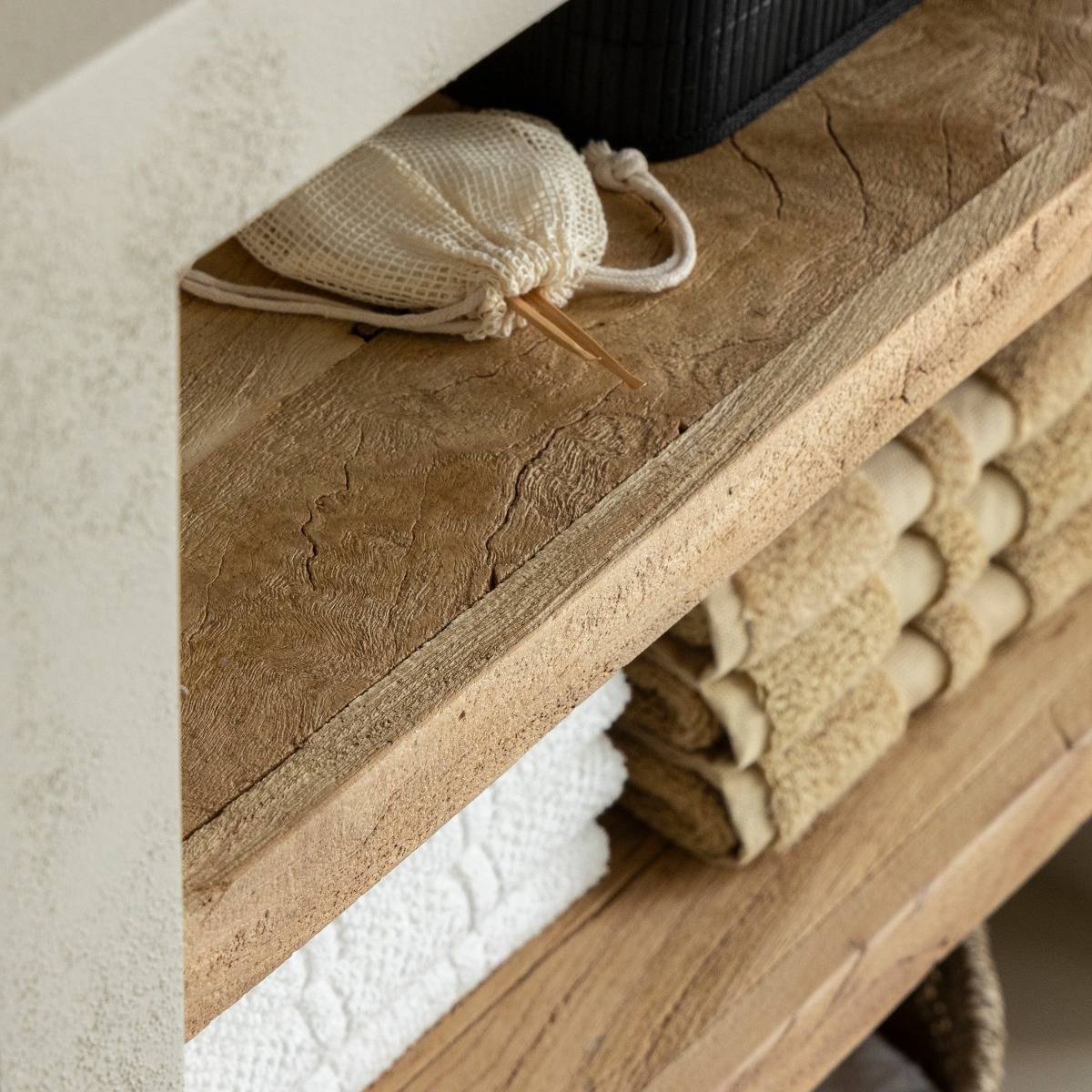 Meuble sous vasque effet béton en bois recyclé Dalva
