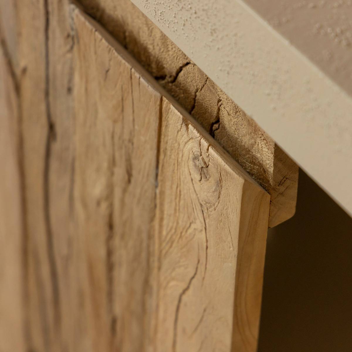 Petit buffet 2 portes effet béton et bois recyclé Dalva