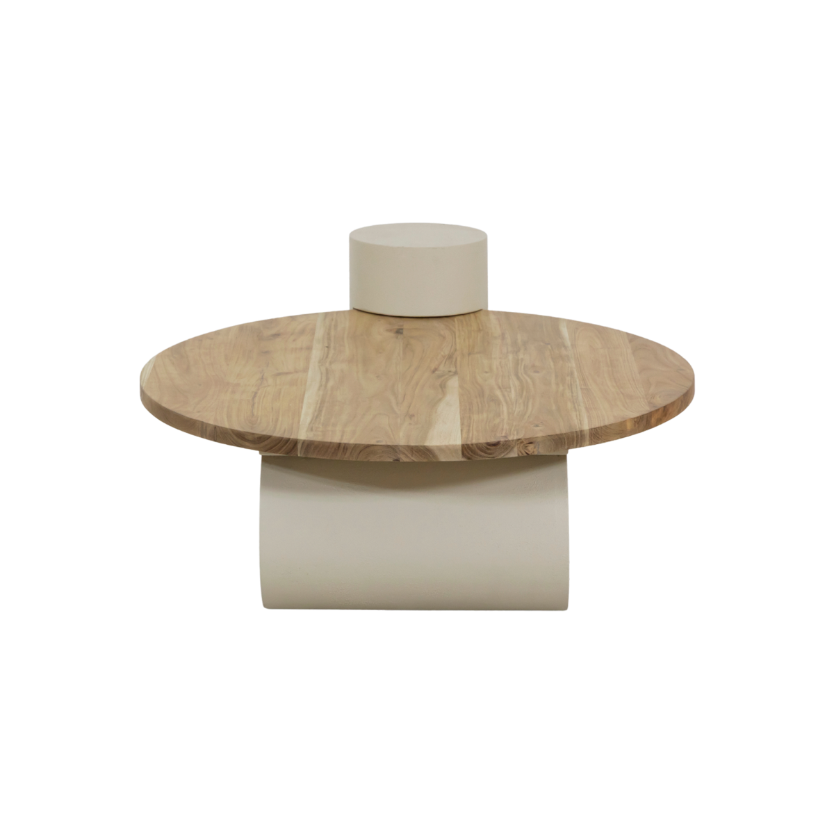 Table basse ronde effet béton et bois d'acacia Dalva