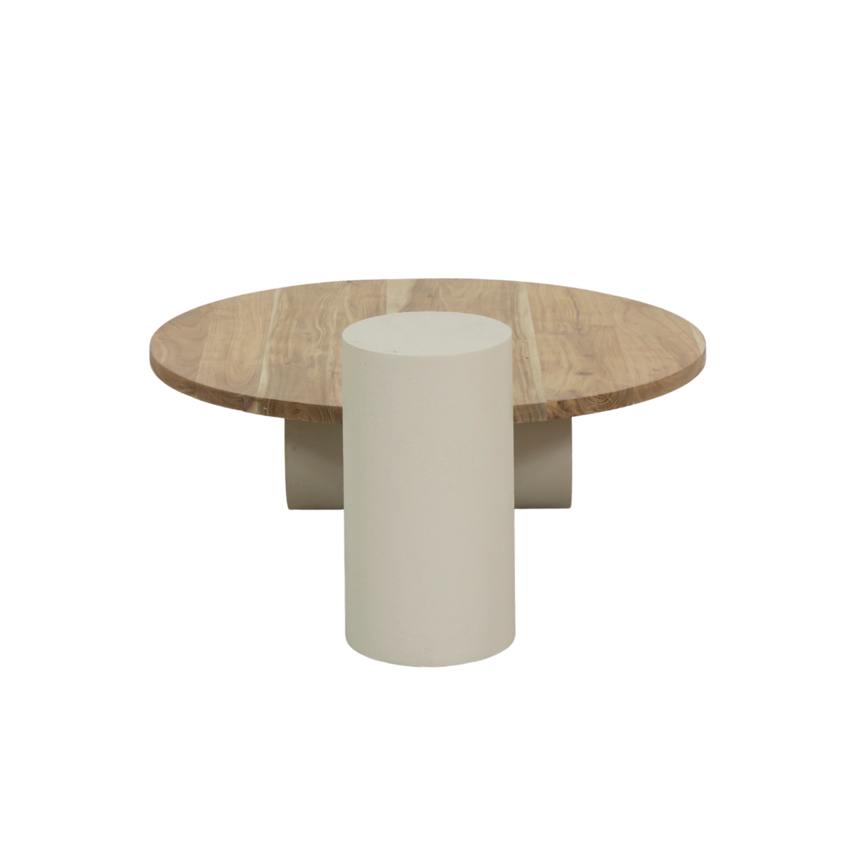 Table basse ronde effet béton et bois d'acacia Dalva