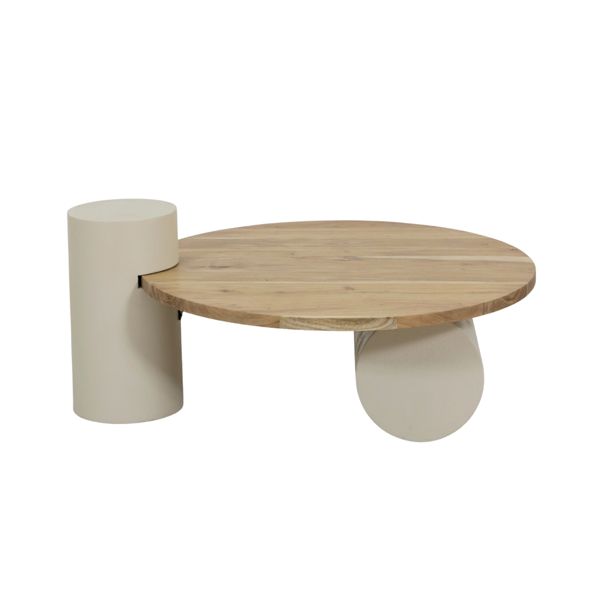 Table basse ronde effet béton et bois d'acacia Dalva