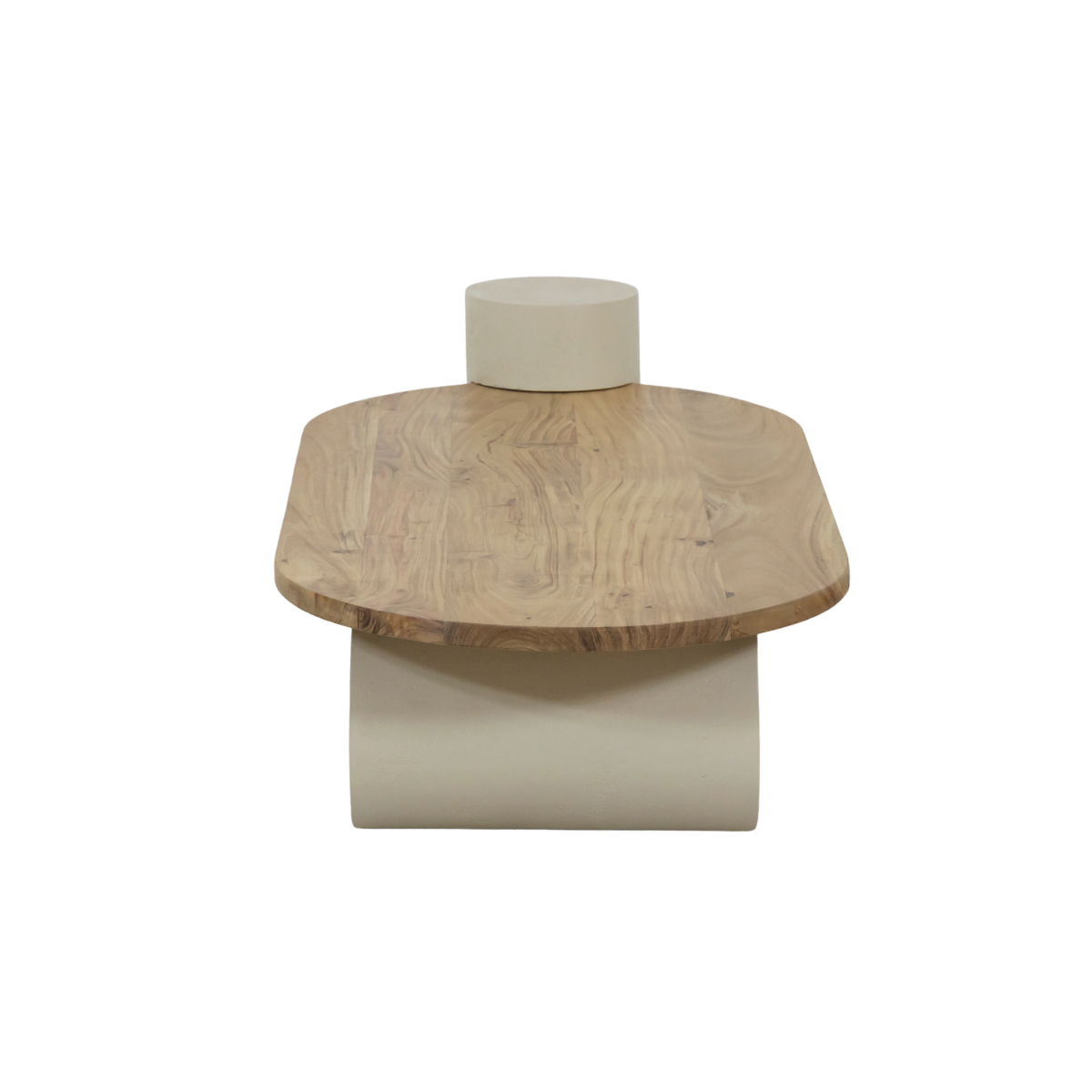 Table basse ovale effet béton et bois d'acacia Dalva