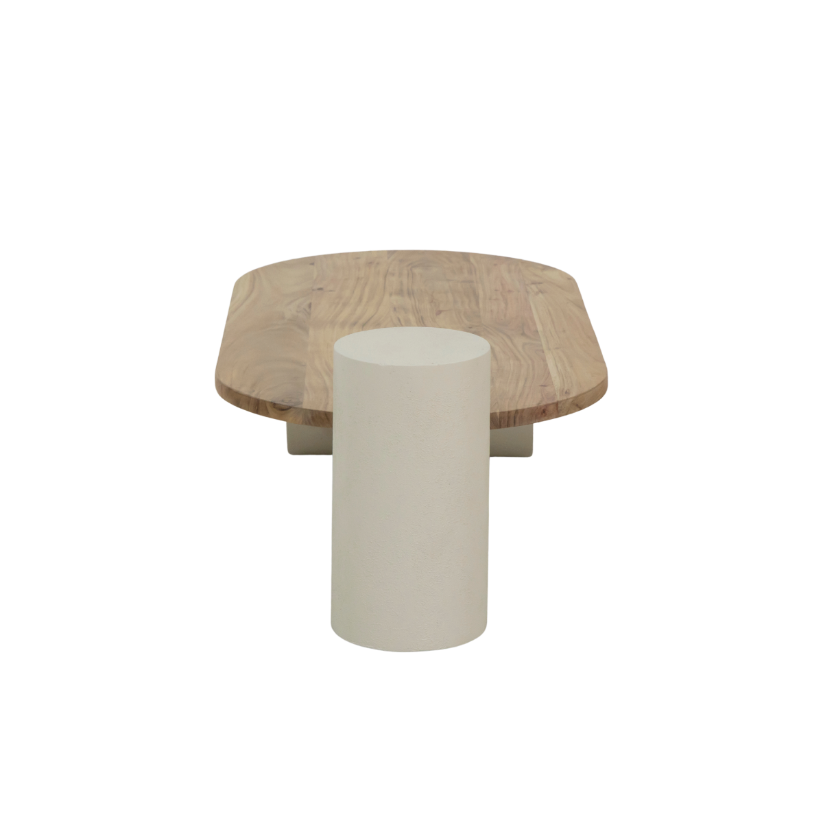 Table basse ovale effet béton et bois d'acacia Dalva