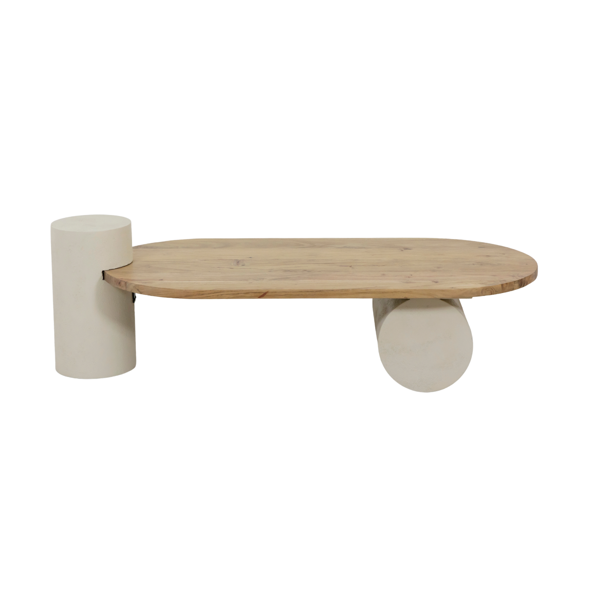 Table basse ovale effet béton et bois d'acacia Dalva