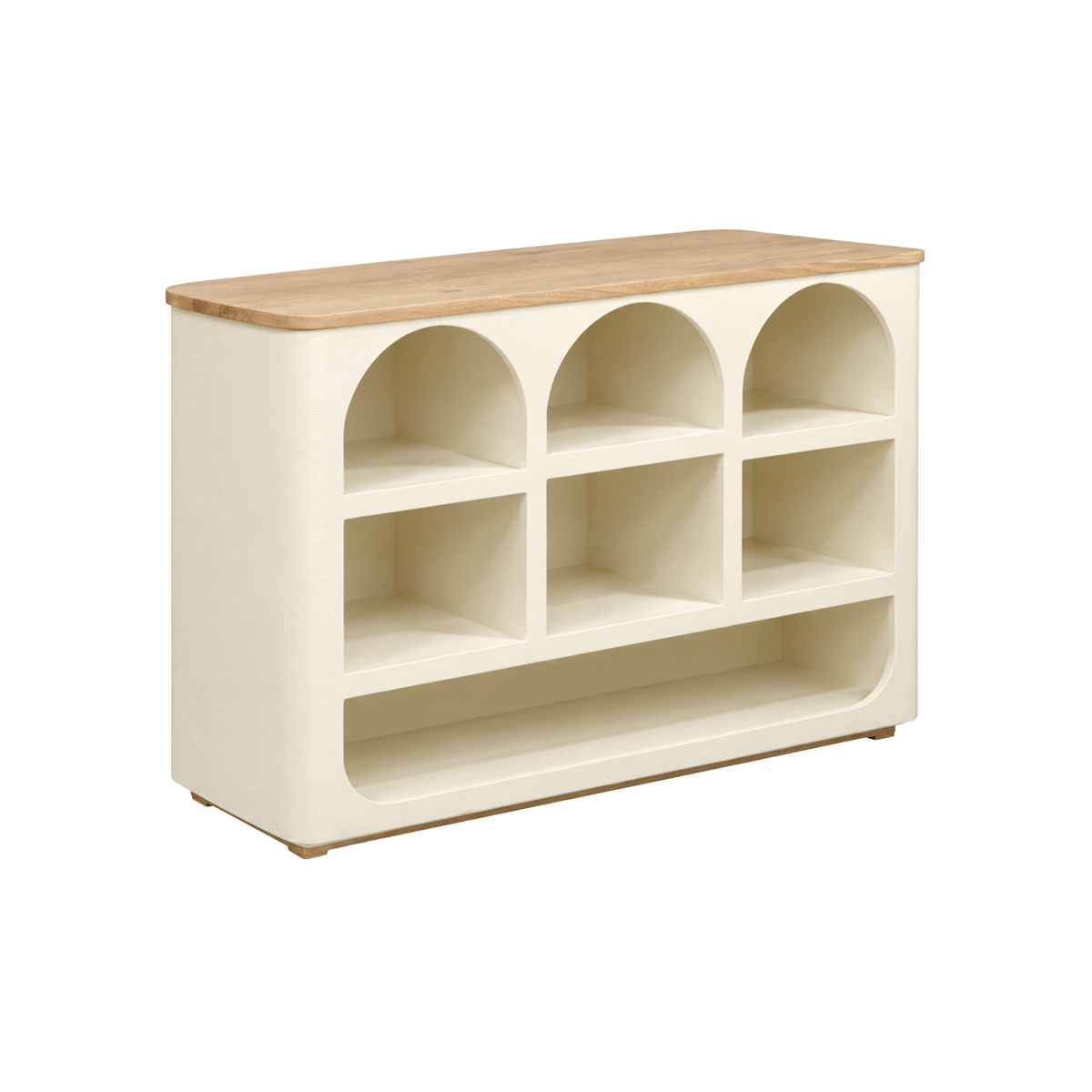 Meuble bar en bois d'acacia et bois effet béton Dalva