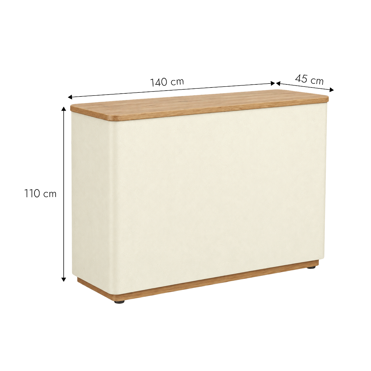 Meuble bar en bois d'acacia et bois effet béton Dalva