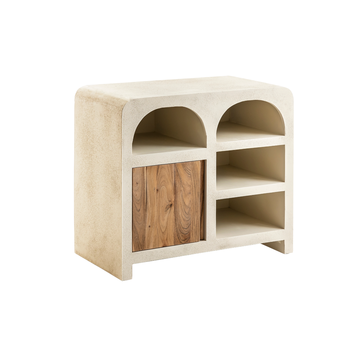 Meuble sous vasque en MDF effet béton et bois d'acacia Dalva