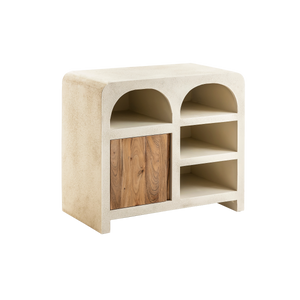 Buffet en bois d'acacia et bois effet béton Dalva