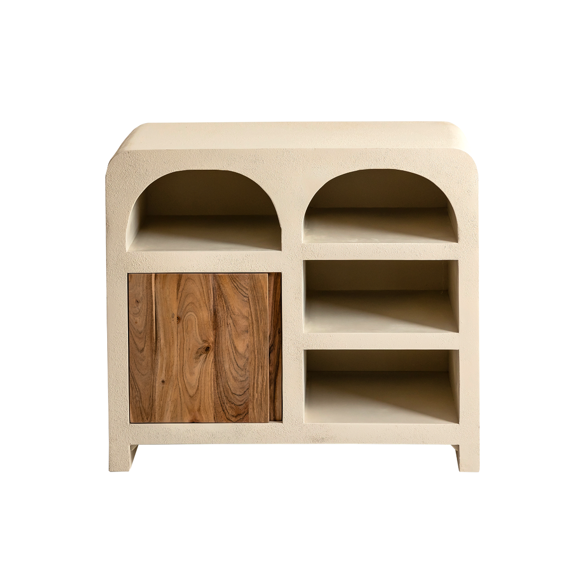 Meuble sous vasque en MDF effet béton et bois d'acacia Dalva