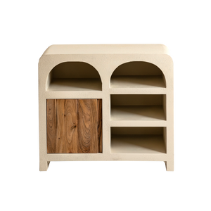 Buffet en bois d'acacia et bois effet béton Dalva