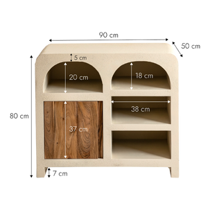 Buffet en bois d'acacia et bois effet béton Dalva