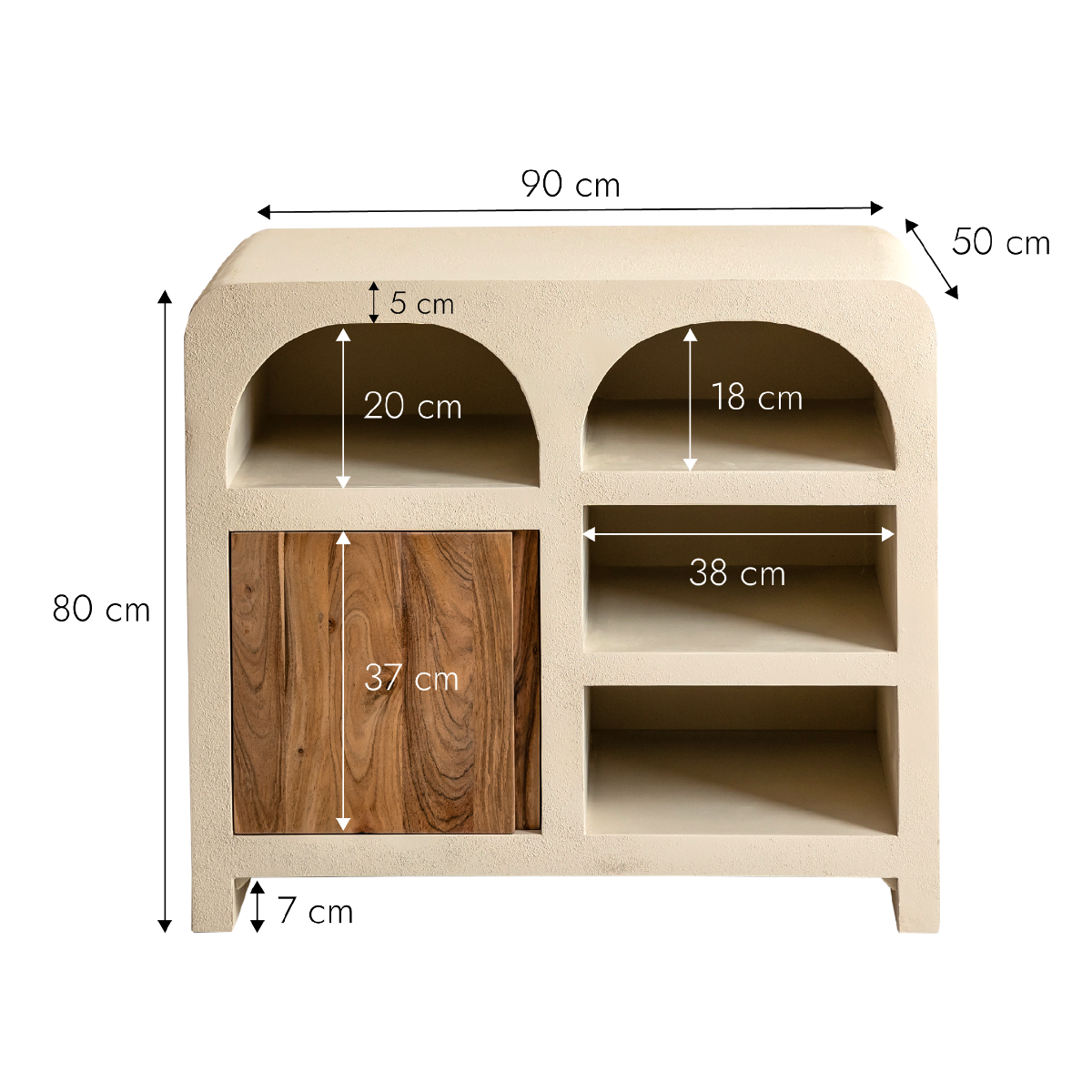 Meuble sous vasque en MDF effet béton et bois d'acacia Dalva