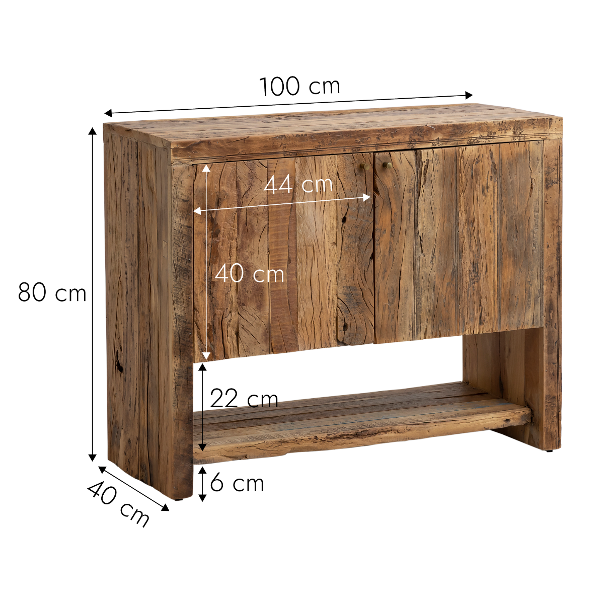 Petit meuble sous vasque en bois recyclé Naël