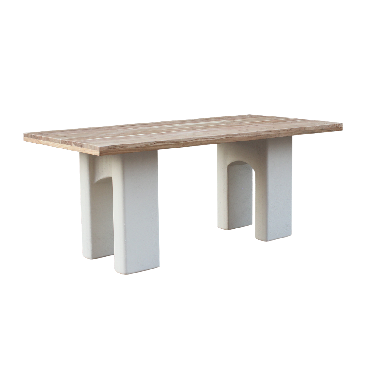 Table à manger en MDF effet béton et bois d'acacia Dalva