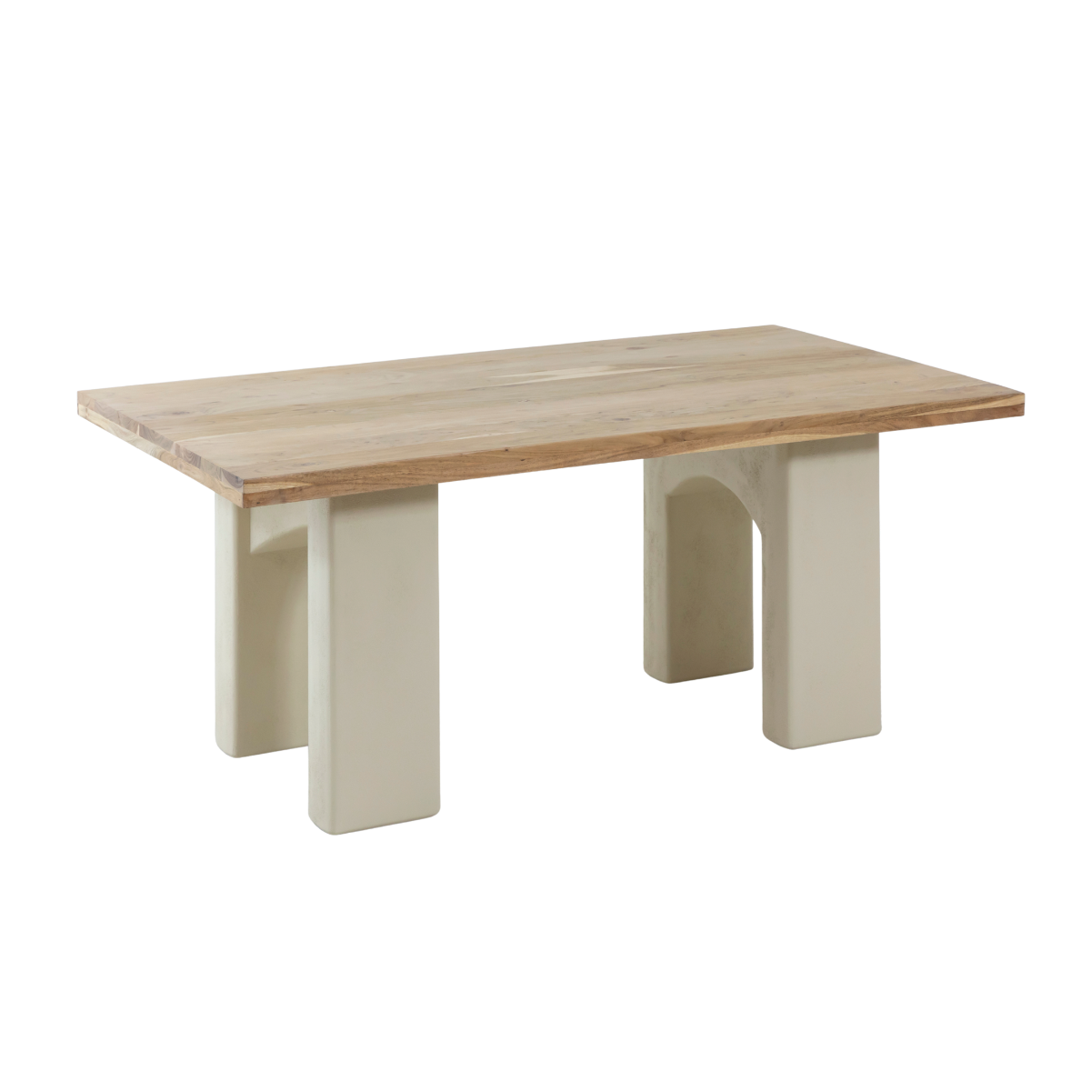 Table à manger en bois d'acacia et pieds en bois effet béton Dalva