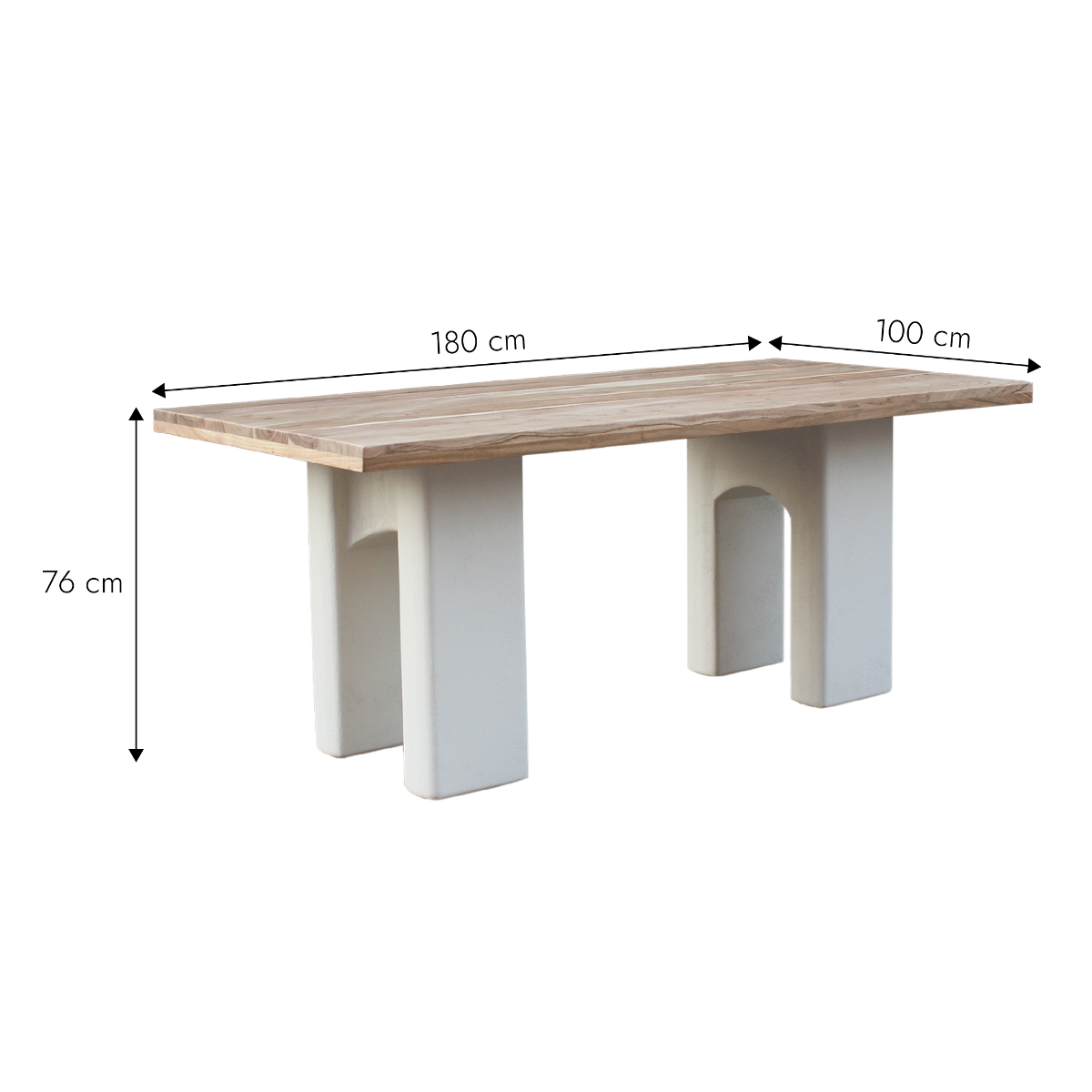 Table à manger en MDF effet béton et bois d'acacia Dalva