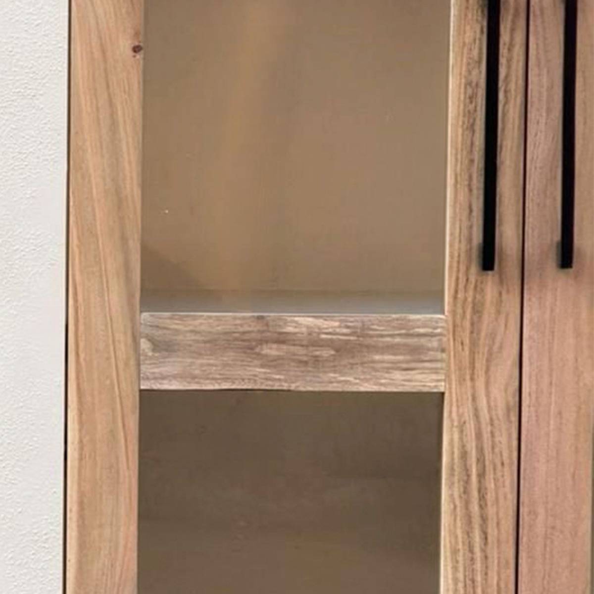 Vitrine en bois effet béton et bois d'acacia Dalva