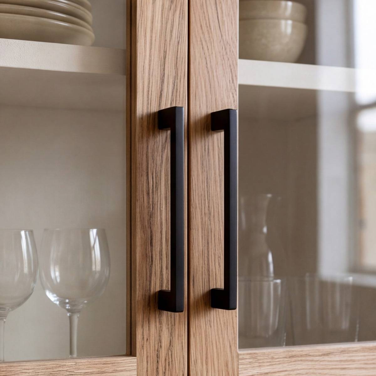 Vitrine en bois effet béton et bois d'acacia Dalva