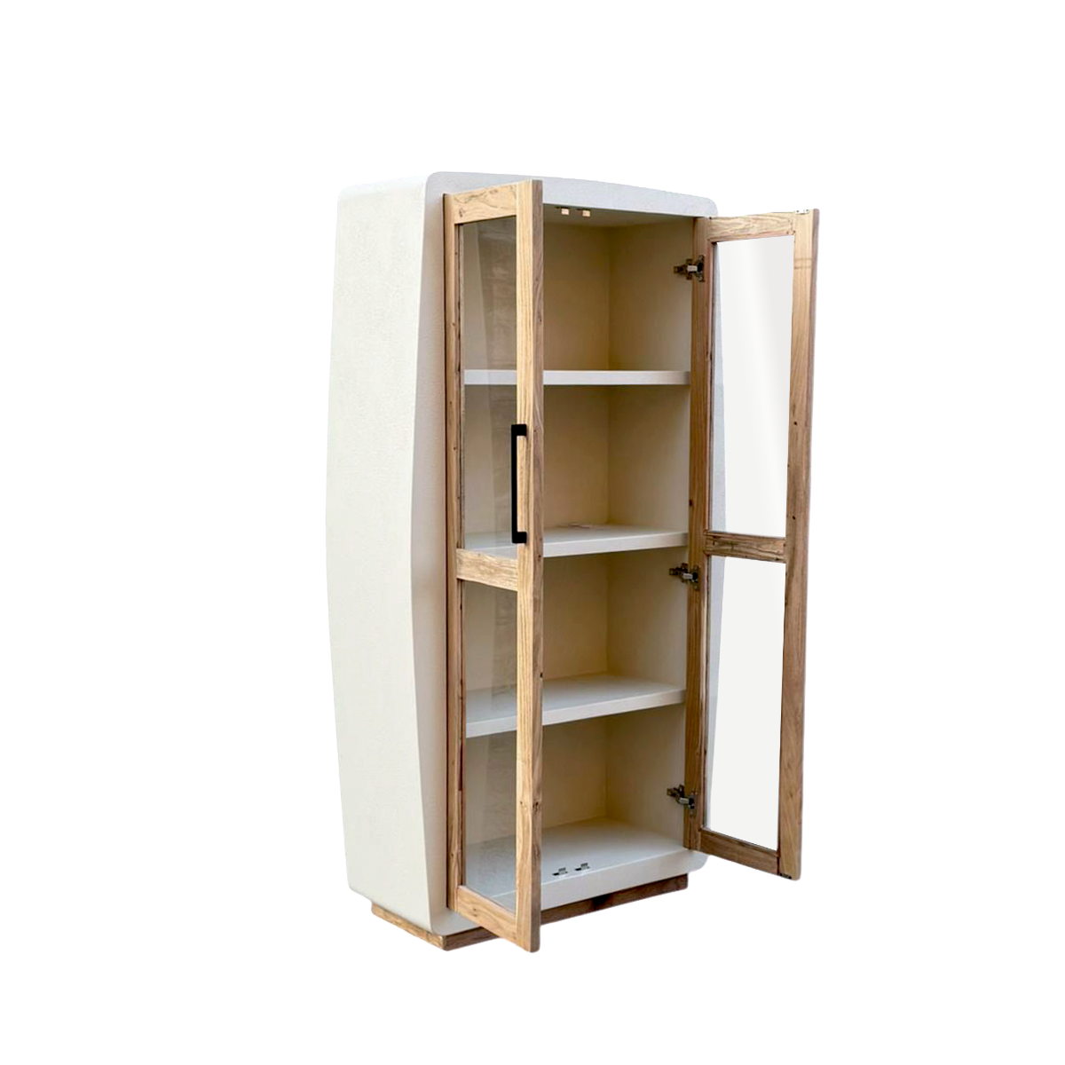 Vitrine en bois effet béton et bois d'acacia Dalva