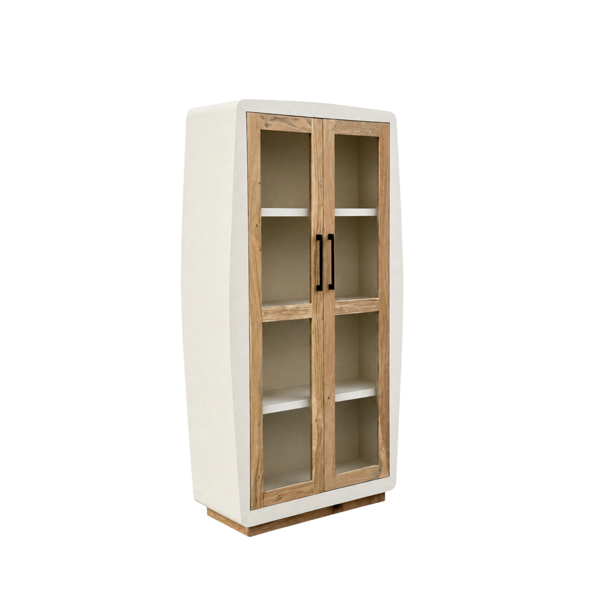 Vitrine en bois effet béton et bois d'acacia Dalva