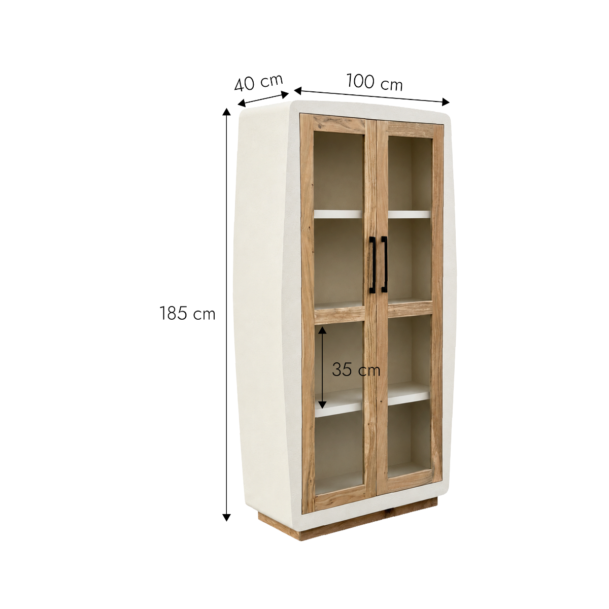 Vitrine en bois effet béton et bois d'acacia Dalva