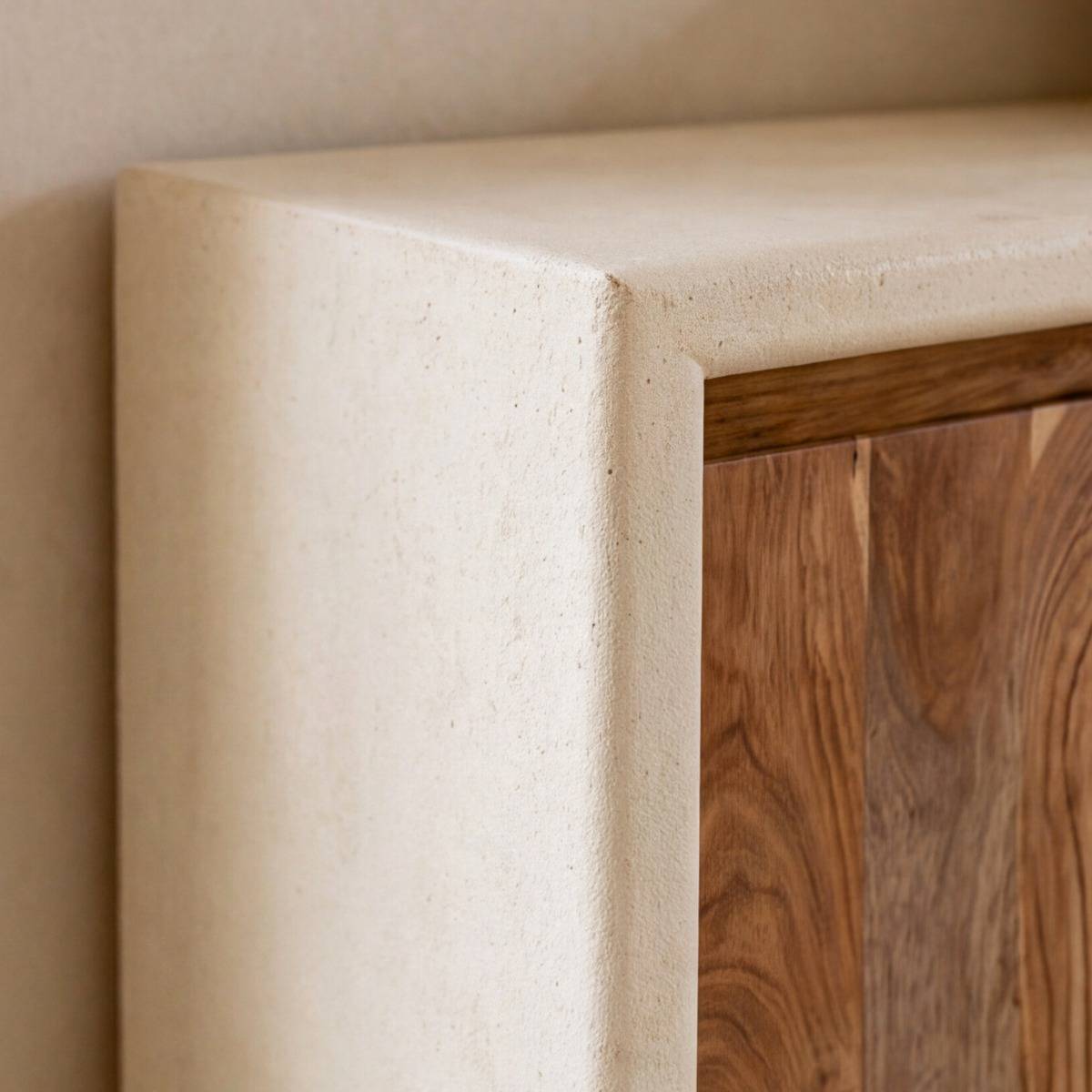 Buffet 3 portes en bois effet béton et acacia Dalva