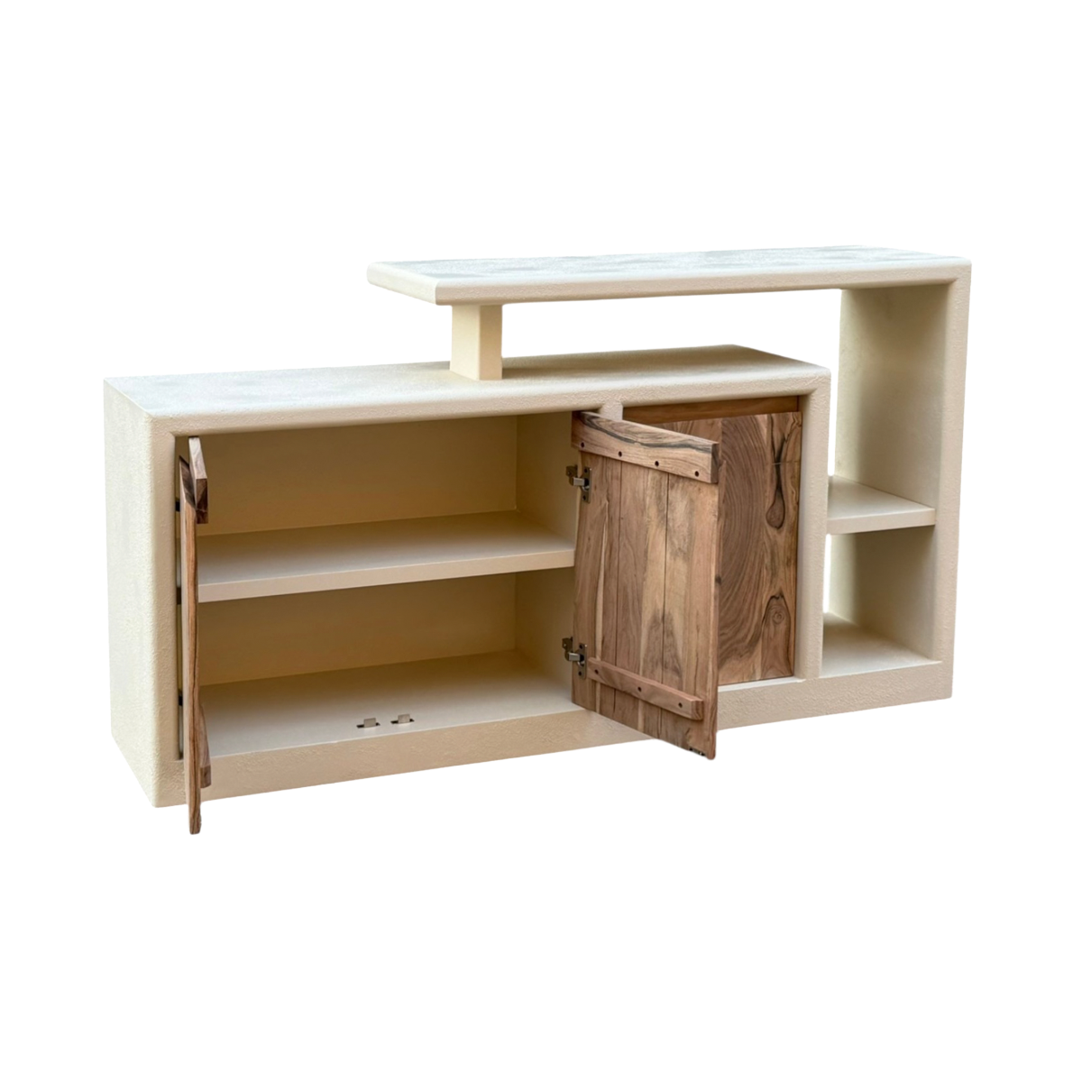 Buffet 3 portes en bois effet béton et acacia Dalva