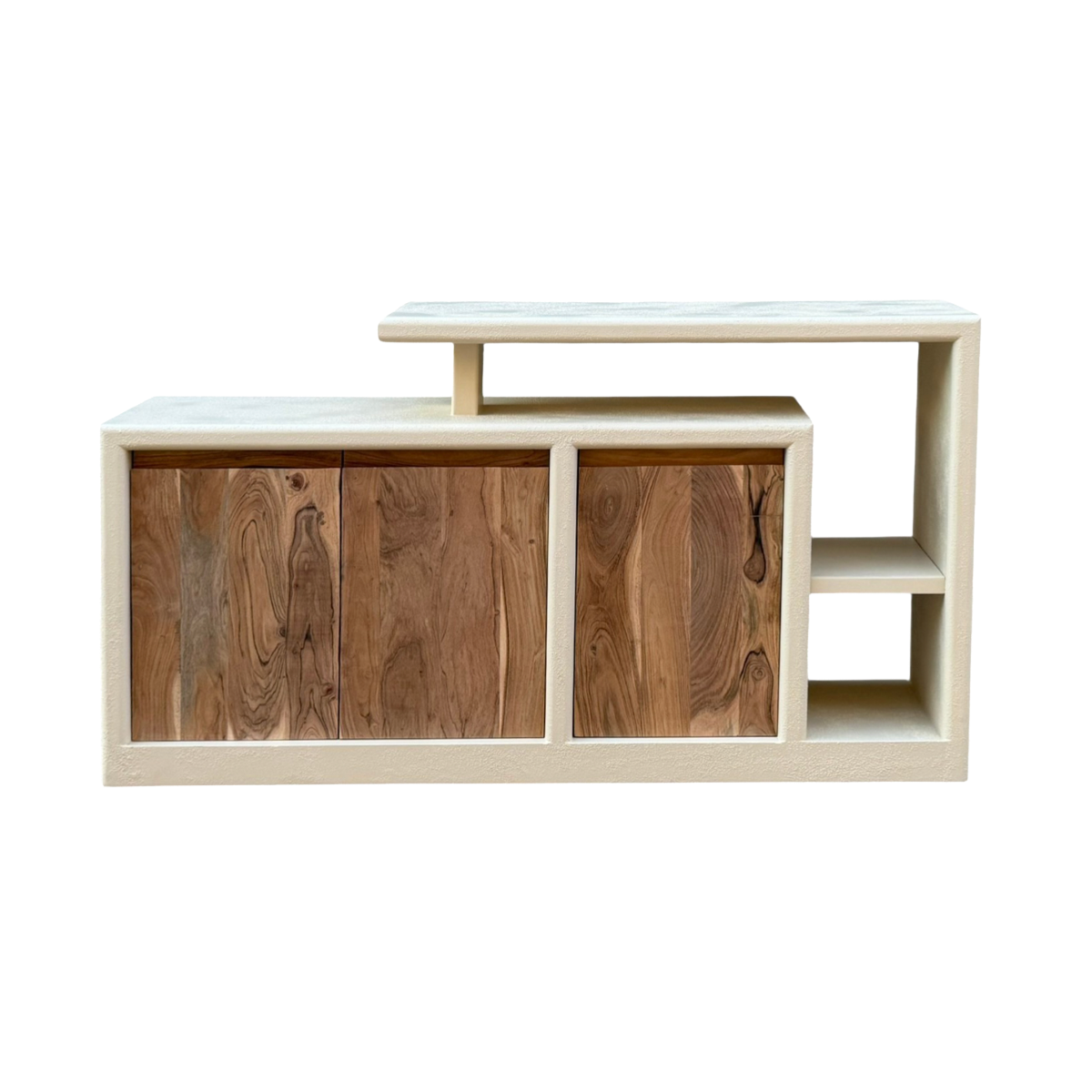 Buffet 3 portes en bois effet béton et acacia Dalva