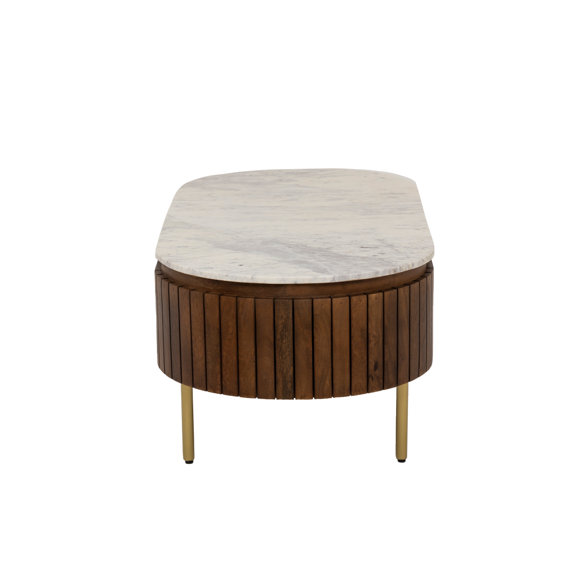Table basse en bois de manguier et marbre Sienne