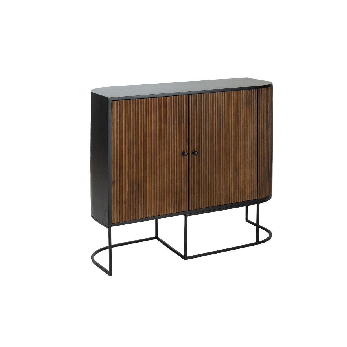 Petit buffet arrondi en bois de manguier et métal Ysé