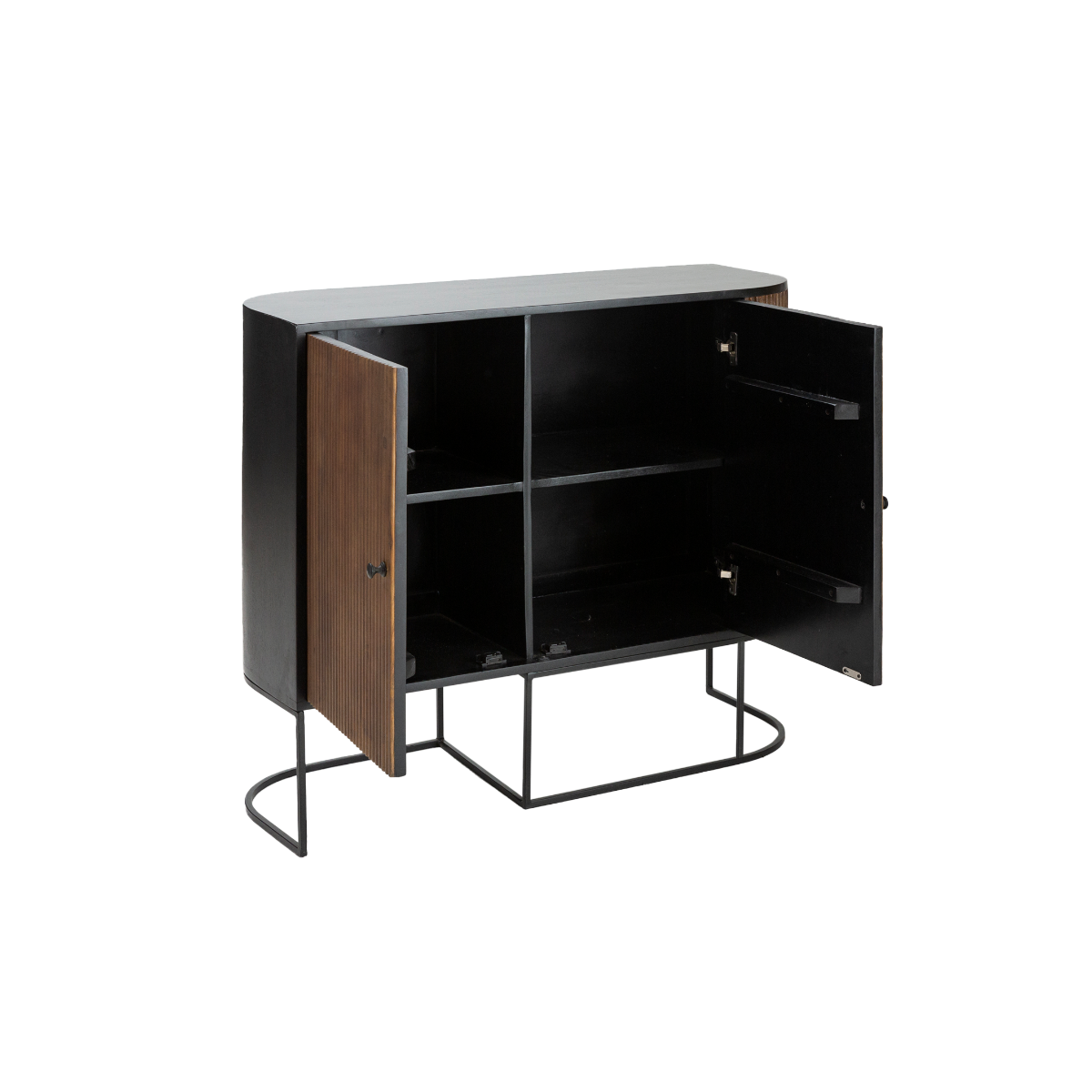 Petit buffet arrondi en bois de manguier et métal Ysé