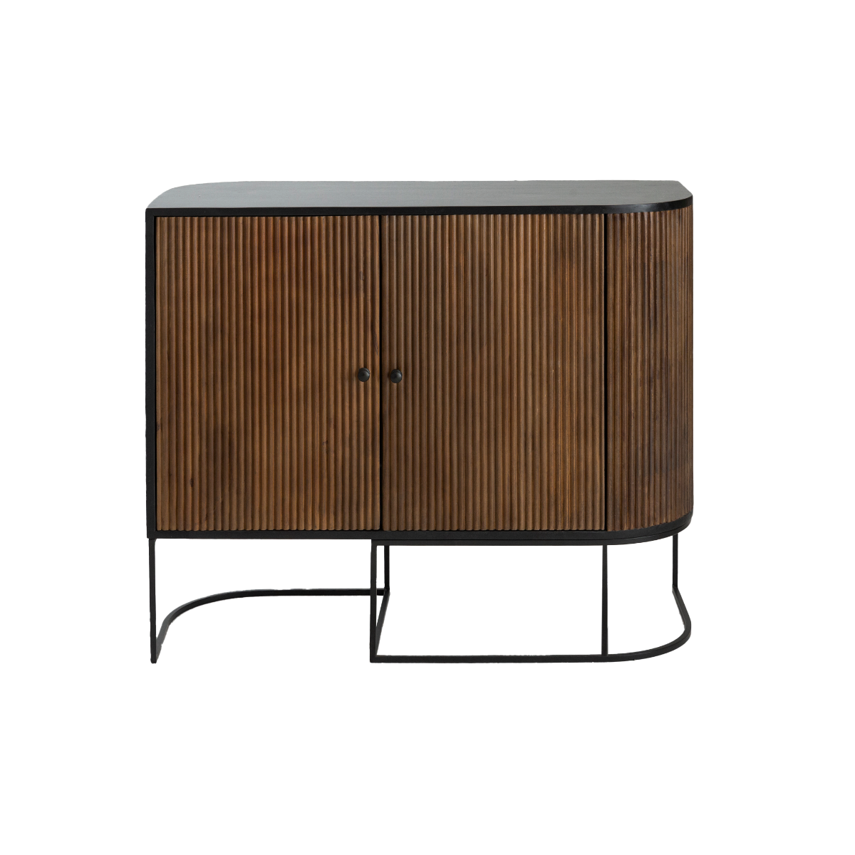 Petit buffet arrondi en bois de manguier et métal Ysé