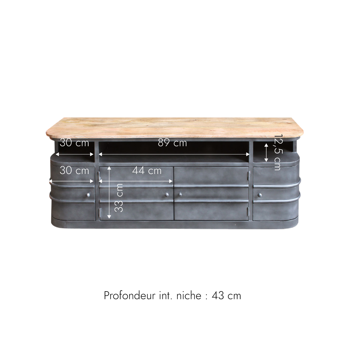 Meuble TV arrondi en métal Locker