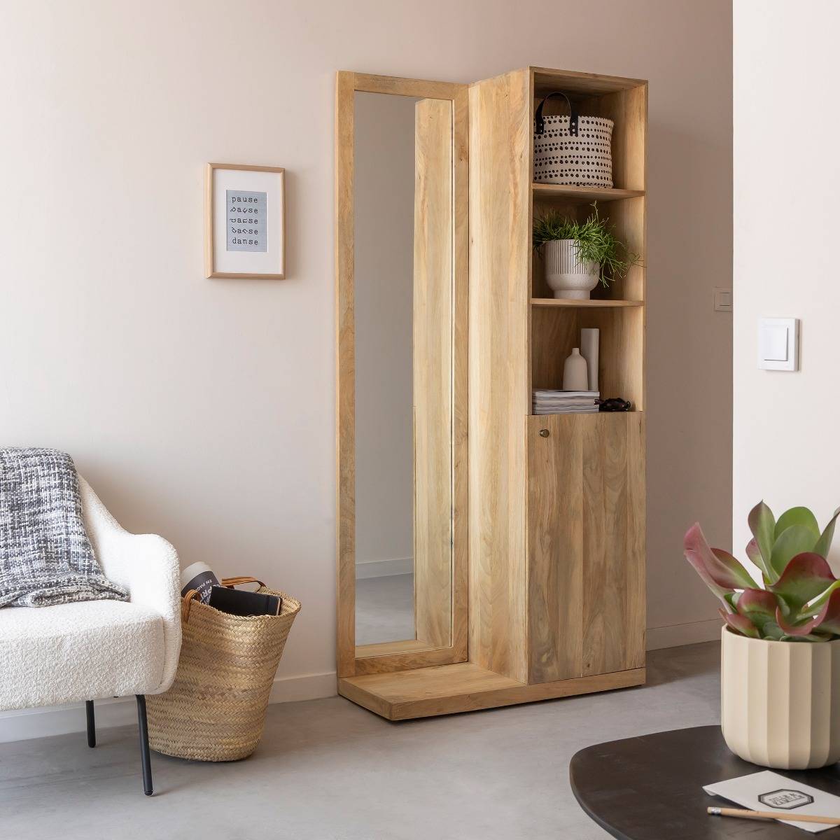 Dressing avec miroir en bois de manguier Juliet
