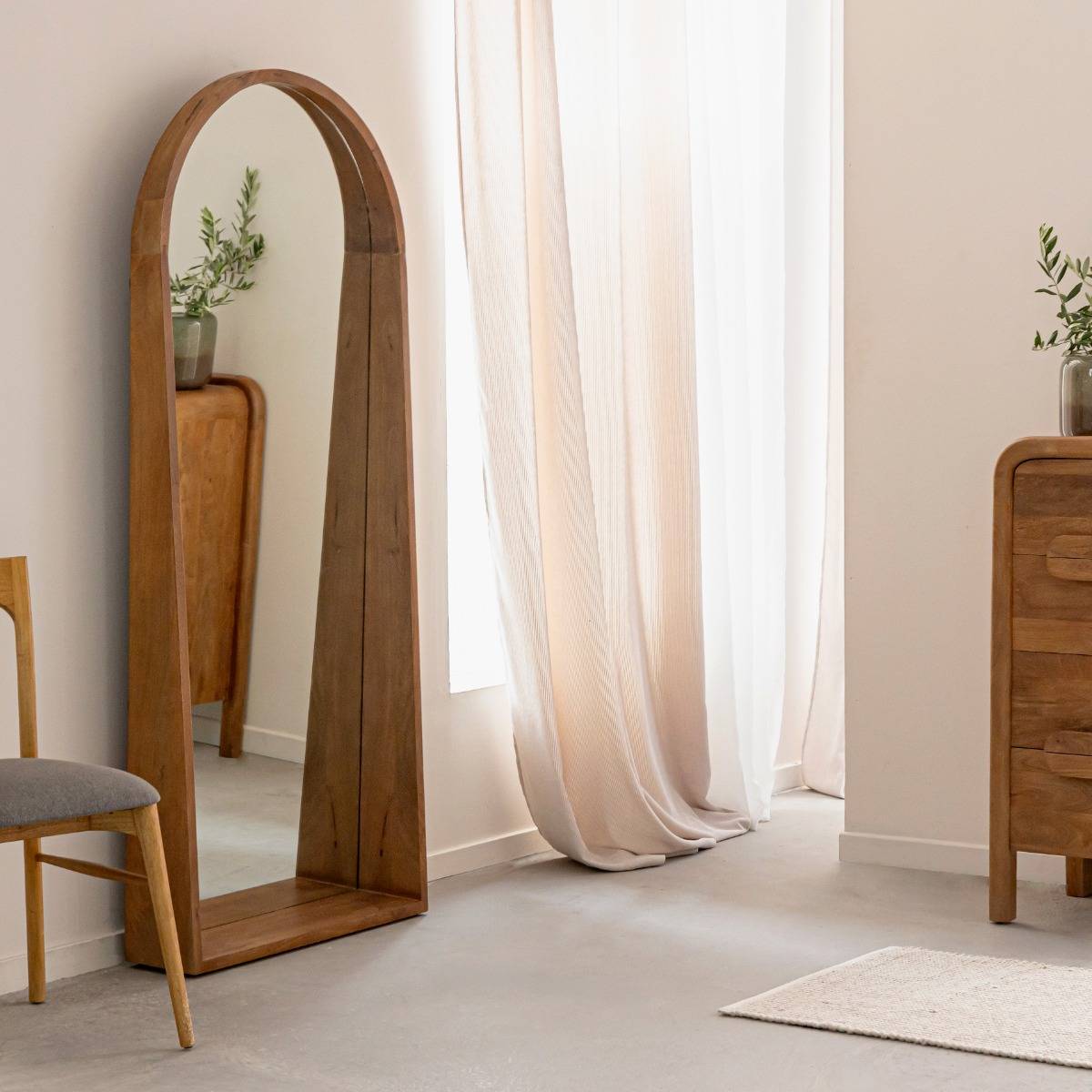 Grand miroir en bois de manguier Marley