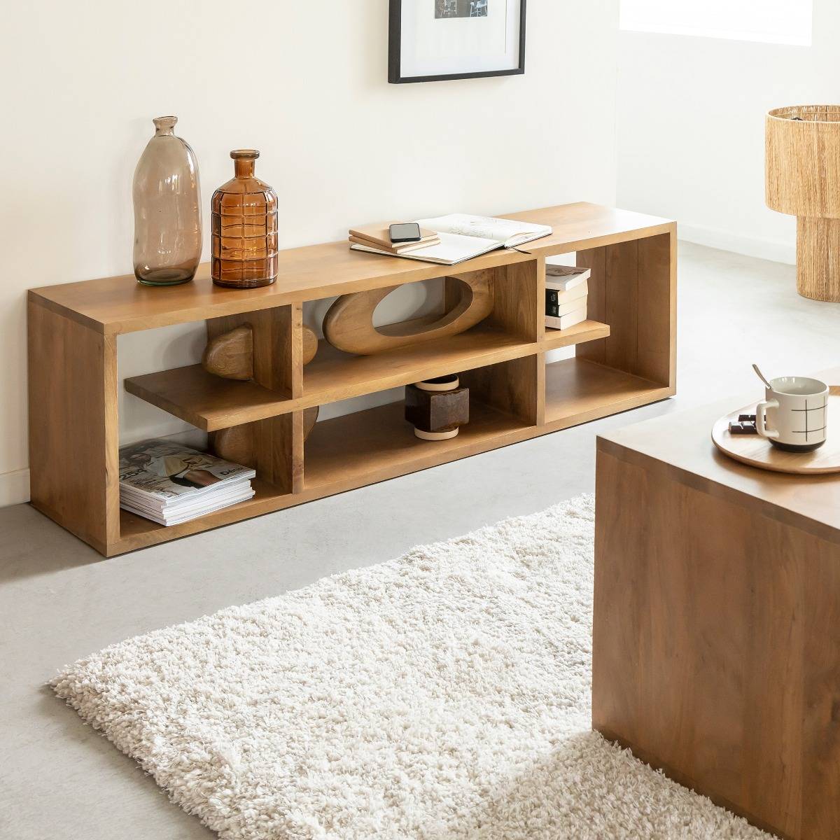 Meuble TV design en bois de manguier Alwen