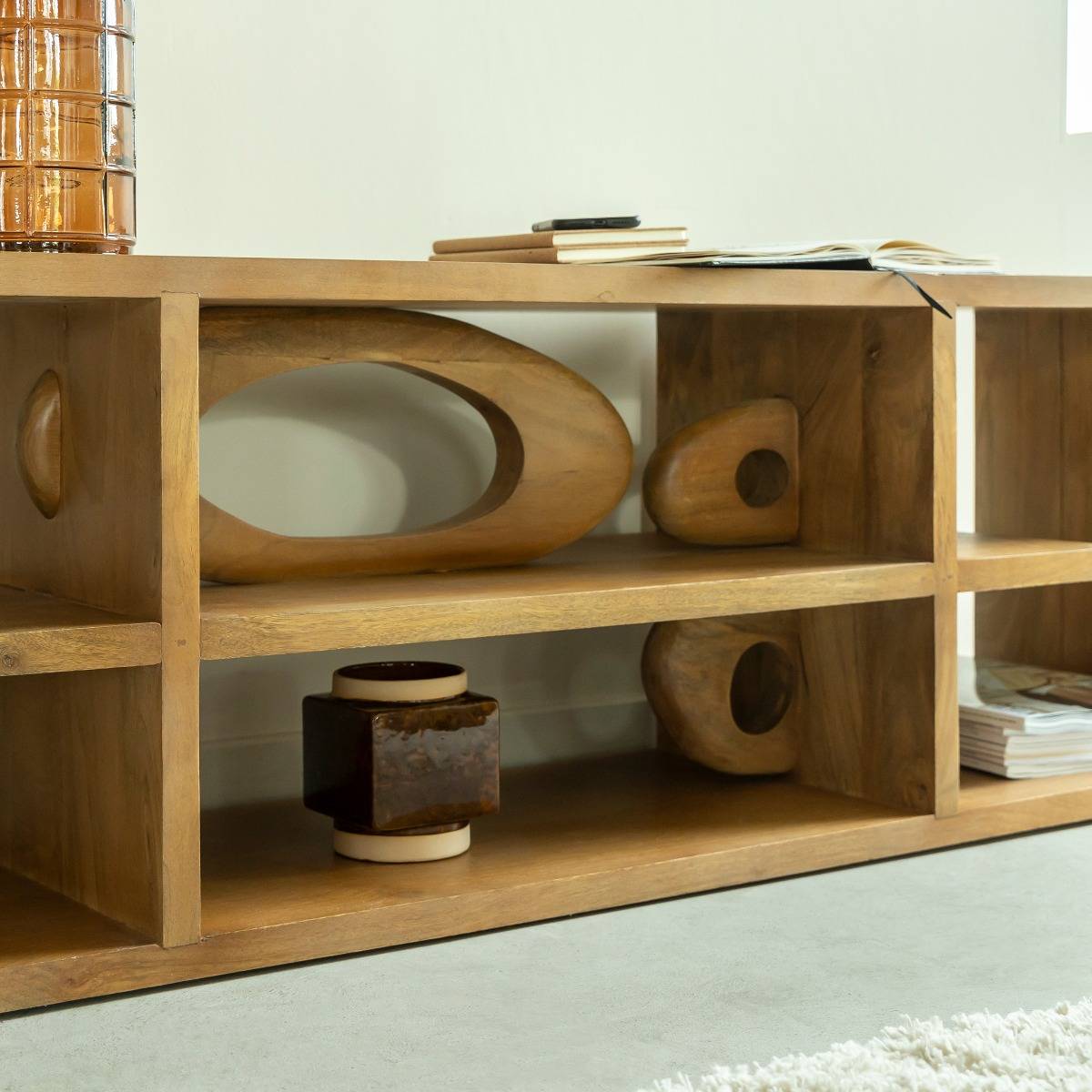 Meuble TV design en bois de manguier Alwen
