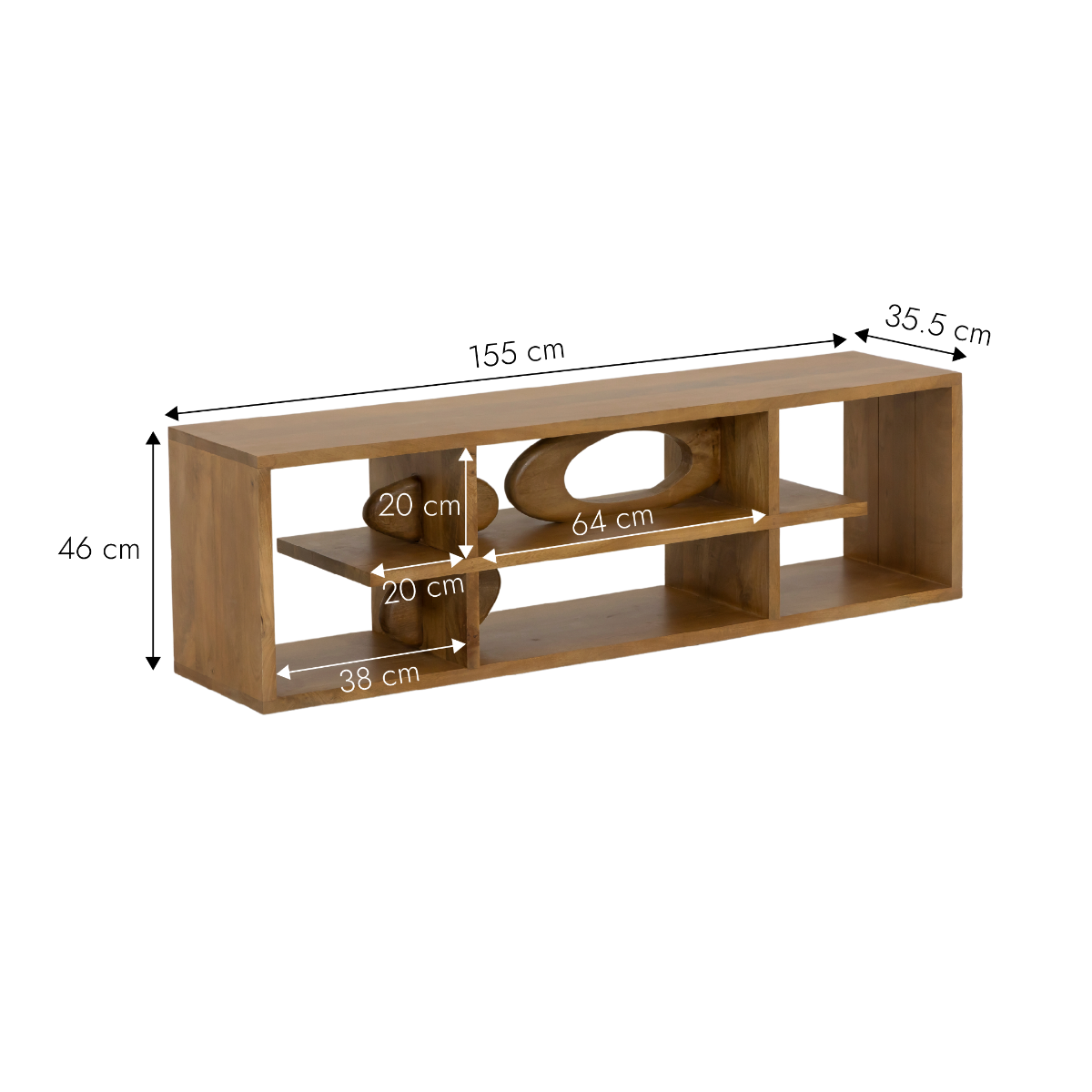 Meuble TV design en bois de manguier Alwen