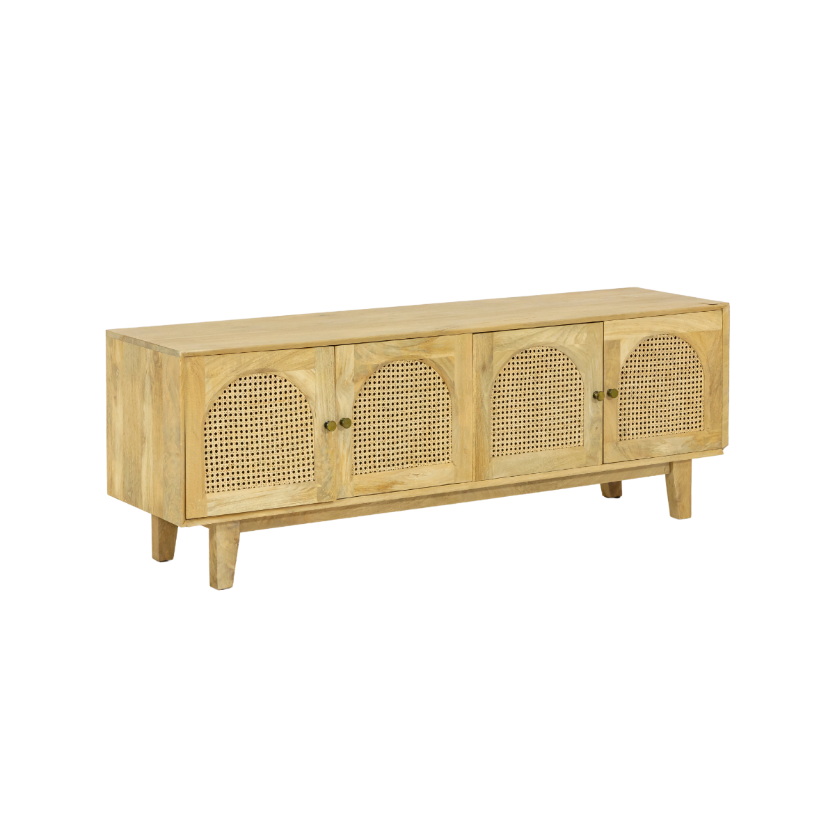 Meuble TV en bois de manguier et cannage Edana