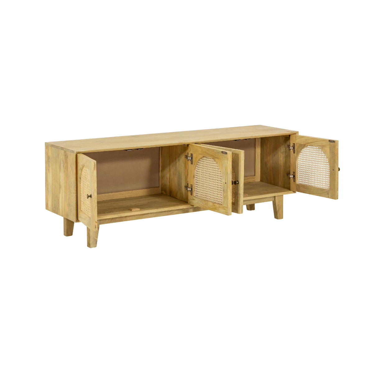 Meuble TV en bois de manguier et cannage Edana