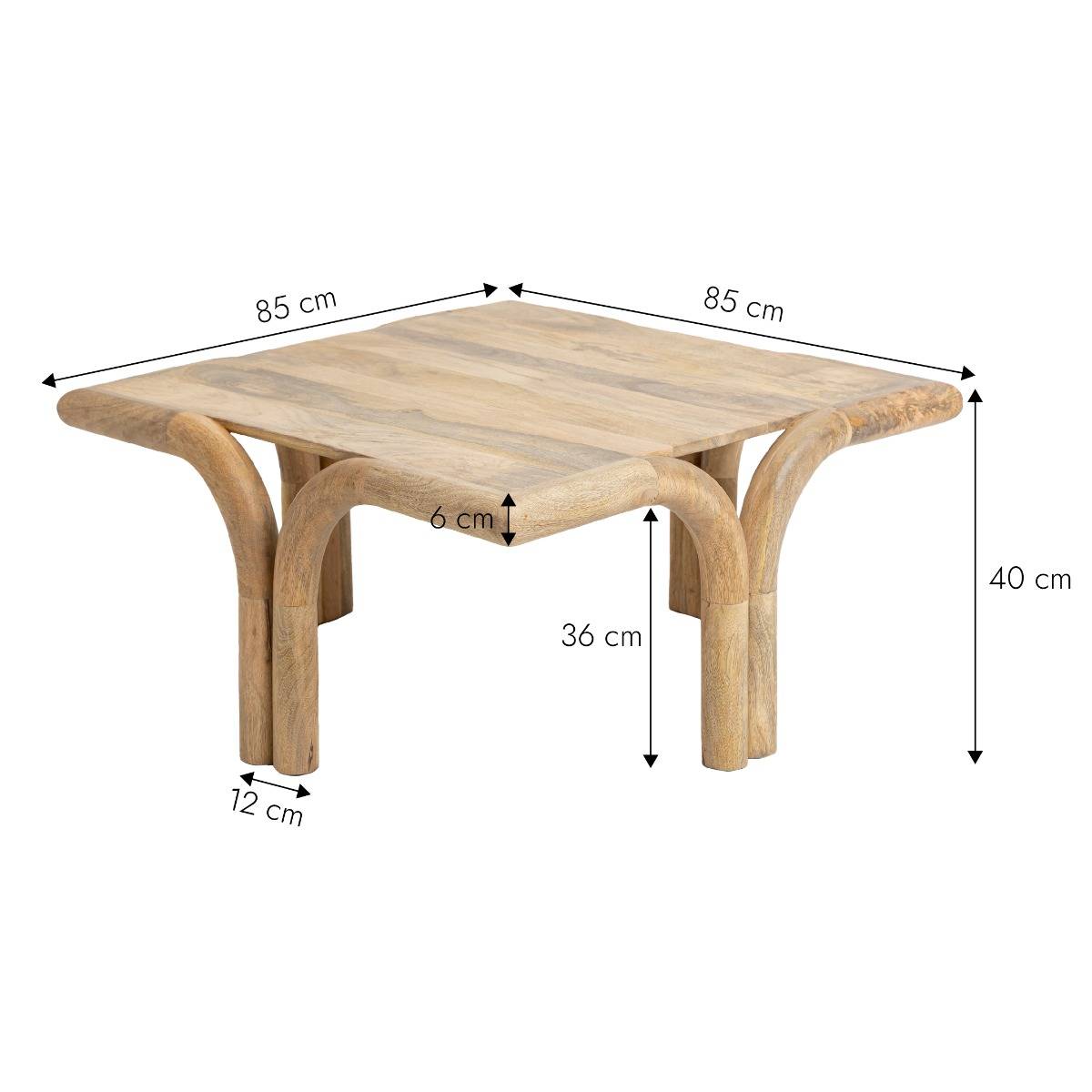 Table basse carré en bois de manguier Zola