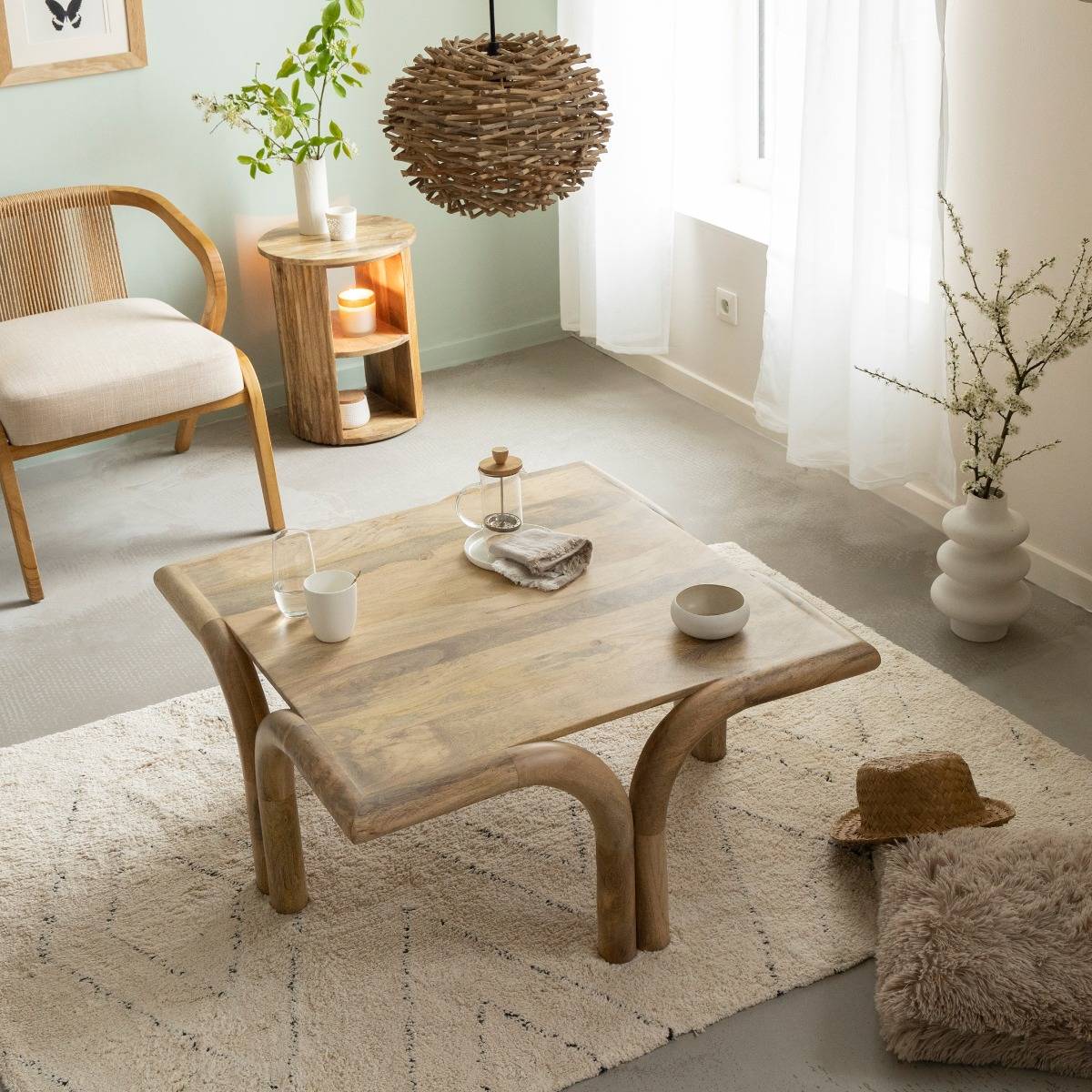 Table basse carré en bois de manguier Zola
